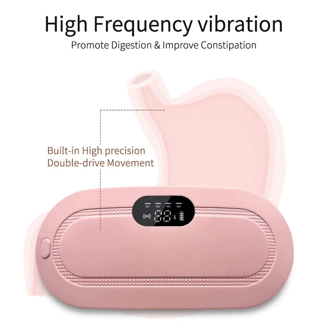aGIOGIO Portable Cordless Heating Pad for Menstrual Cramps Relief, for Stomach, 3-Speed Temperature Adjustment and 4-Speed Massage Modes, Back and Belly Heating Pad for Women Pink Color