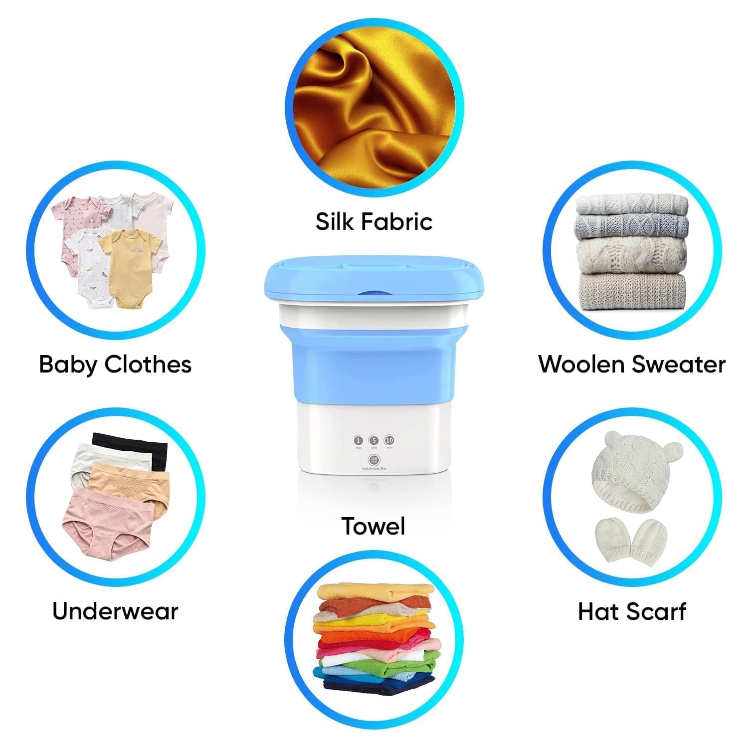 Pitinxa Portable Washing Machine, 16L Upgraded Mini Washer with Spin Basket Laundry Machine, 3 Cleaning Modes Suitable for Small Clothes, Foldable Design Ideal for Apartment, Home